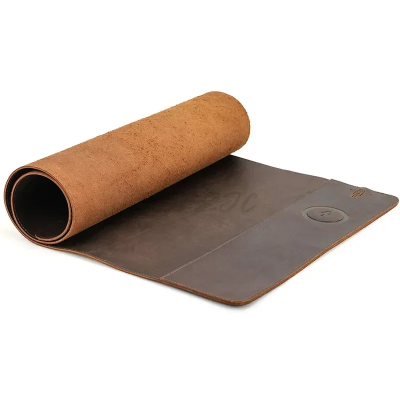 Desk Mat Leather - Vintage Cowhide Mouse Pad with Super