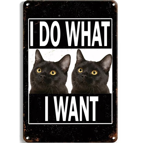 Home Office Kitchen - Metal Signs Black Cat Vintage Signs