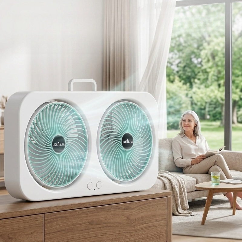 Home Office Head - Dual Head Desk Fan USB Rechargeable