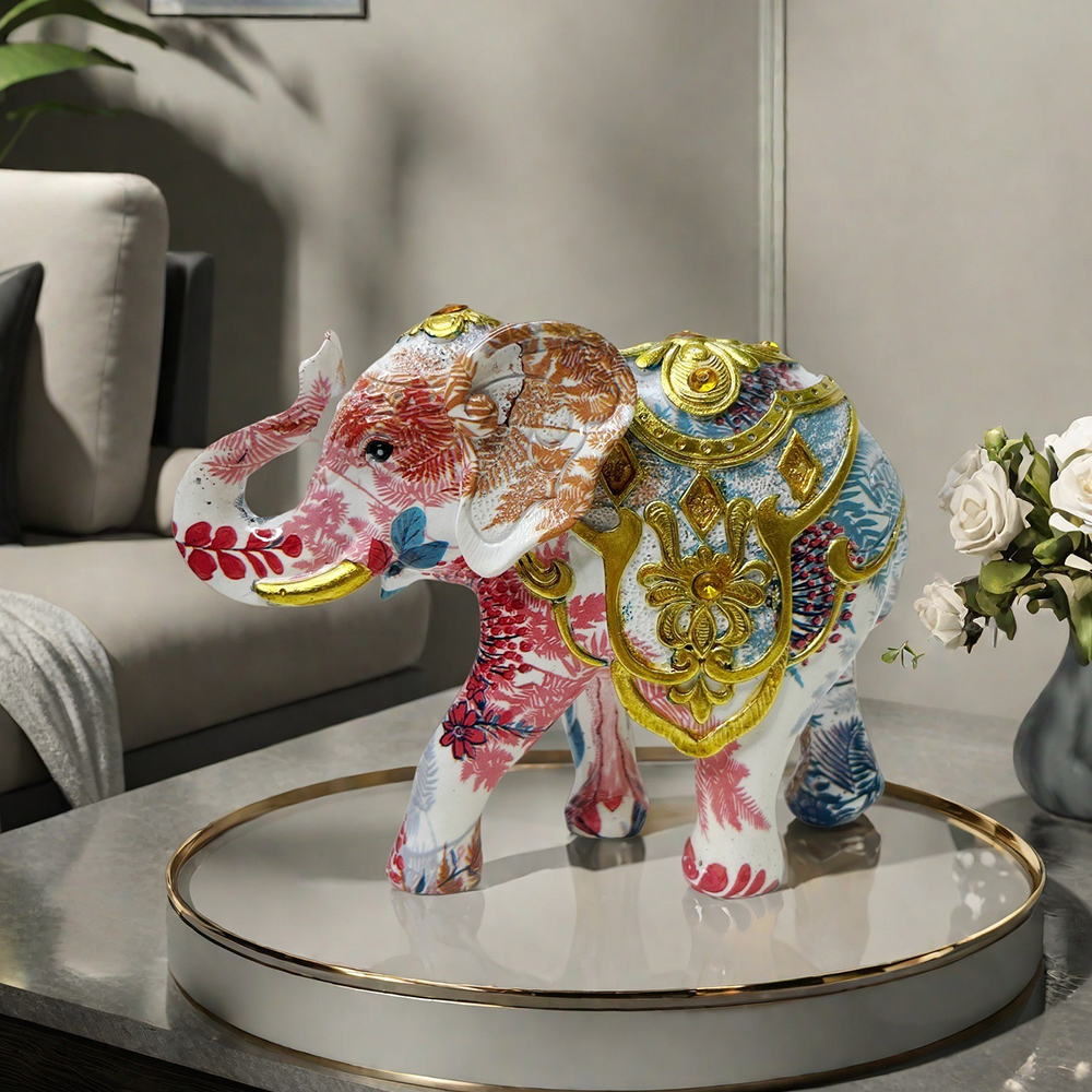 Home Office Gif - Resin elephant handicrafts, gold colored spray