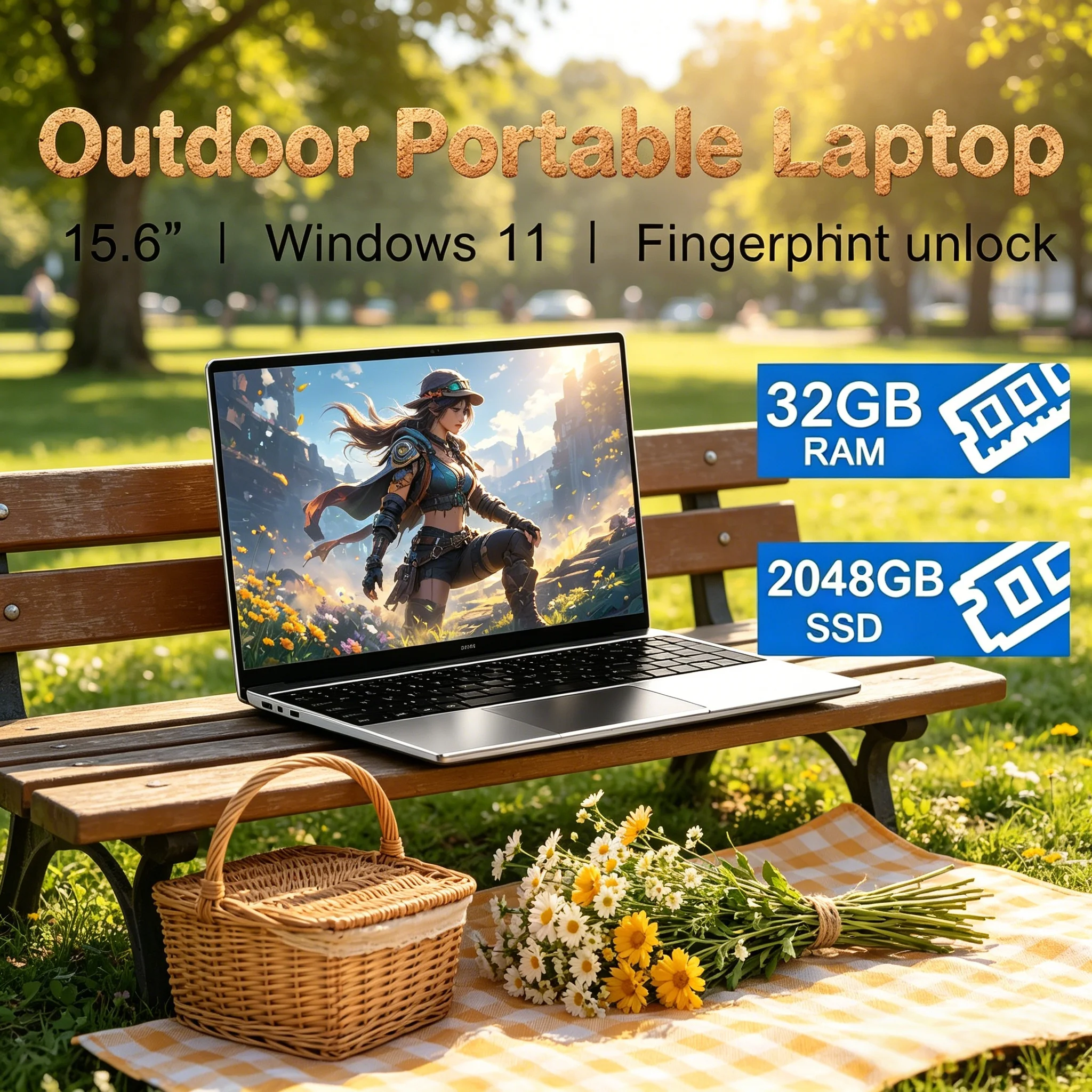 Home Office Laptop - Portable Thin Gaming Laptop Full HD