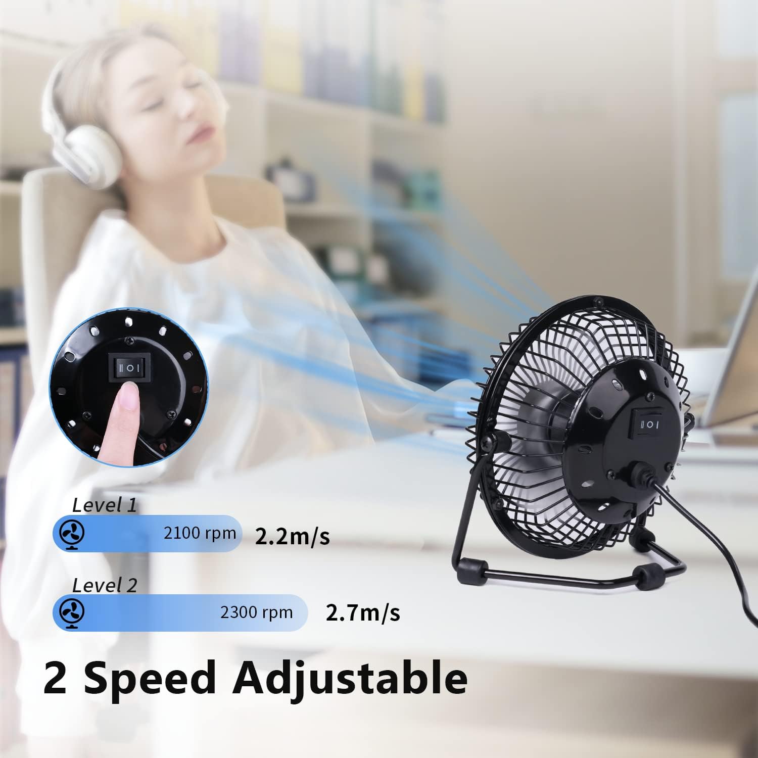 Mini USB Desk Fan, Quiet 4-Inc - Usb Desk Fan のレビューと価格