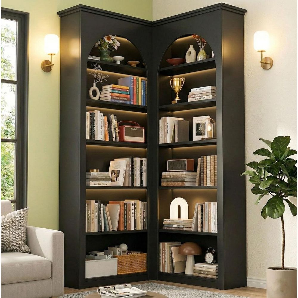 6-Tier L-Shaped Bookcase with  - Home Office Industrial Design のレビューと価格