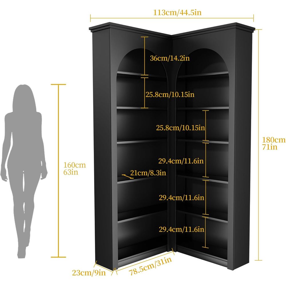 6-Tier L-Shaped Bookcase with  - Home Office Industrial Design のレビューと価格