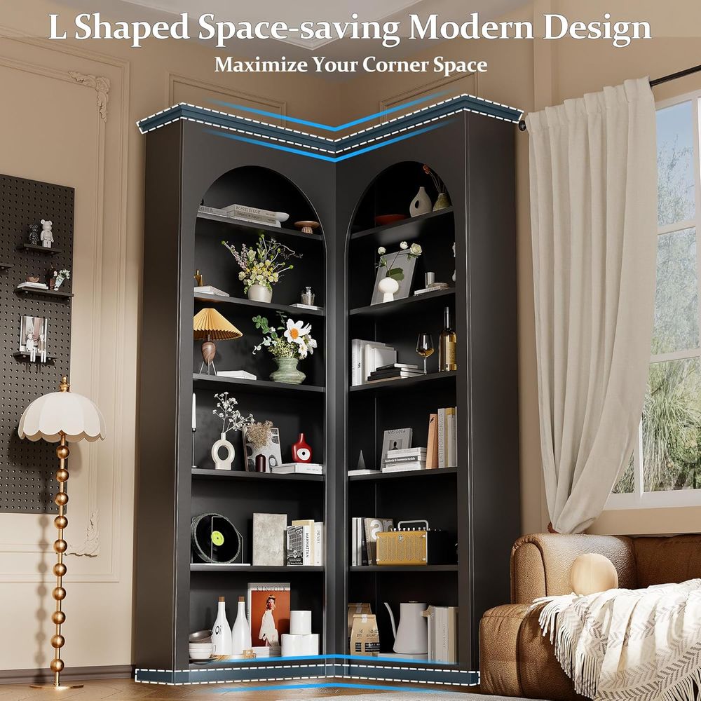 6-Tier L-Shaped Bookcase with  - Home Office Industrial Design のレビューと価格