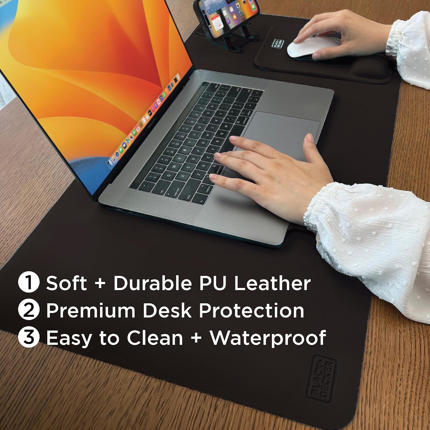 Faux Leather Desk Mat for Keyb - Desk Mat Leather のレビューと価格