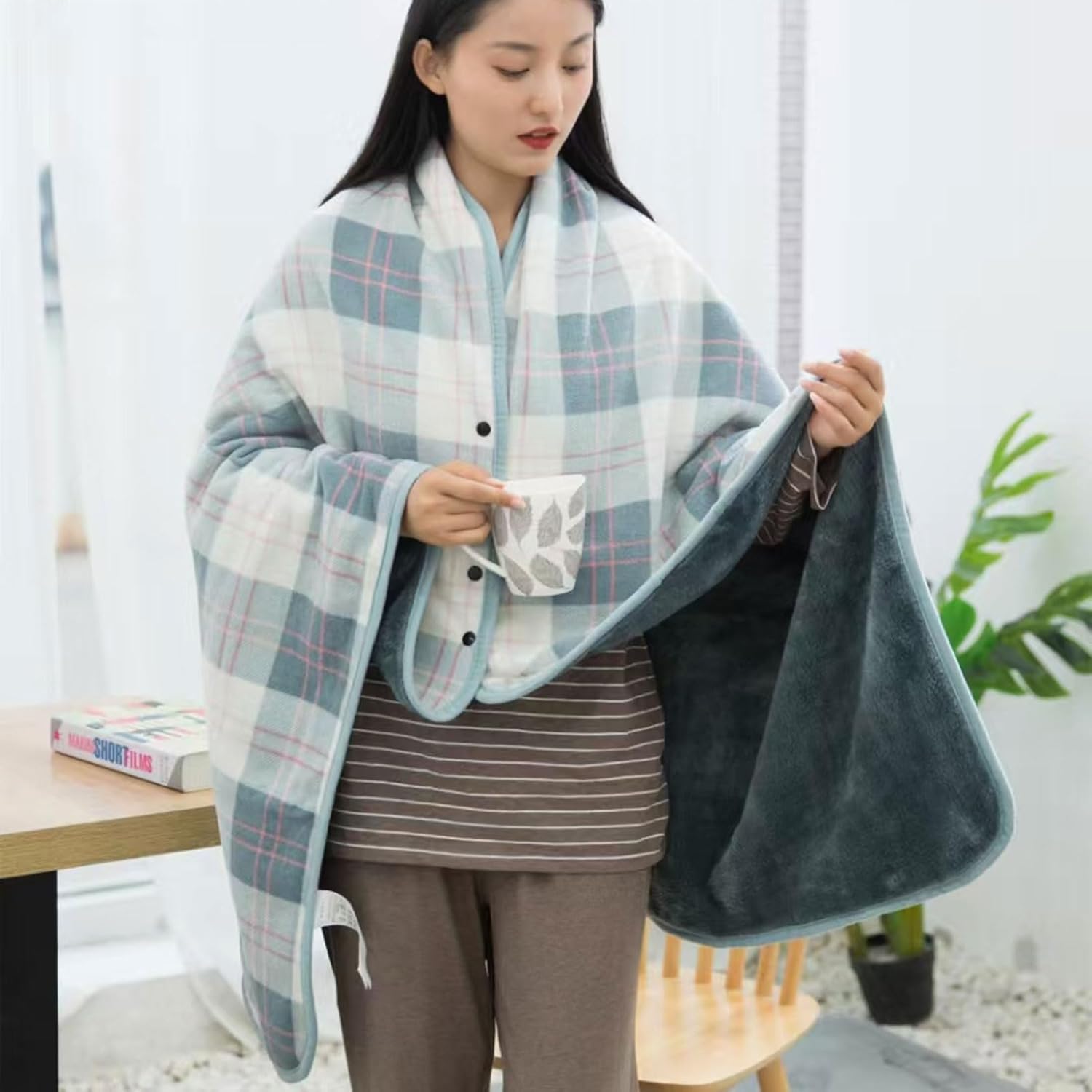 Wearable Blanket Throw Plush F - Home Office With Sofa のレビューと価格