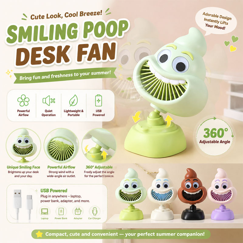 Funny Poop Emoji Mini Desktop  - Usb Desk Fan のレビューと価格