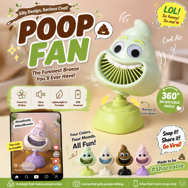 Funny Poop Emoji Mini Desktop  - Usb Desk Fan のレビューと価格