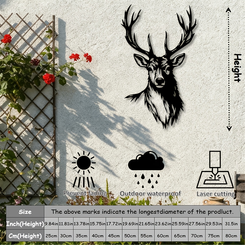 Metal Deer Head Wall Art, Iron - Home Office Head のレビューと価格