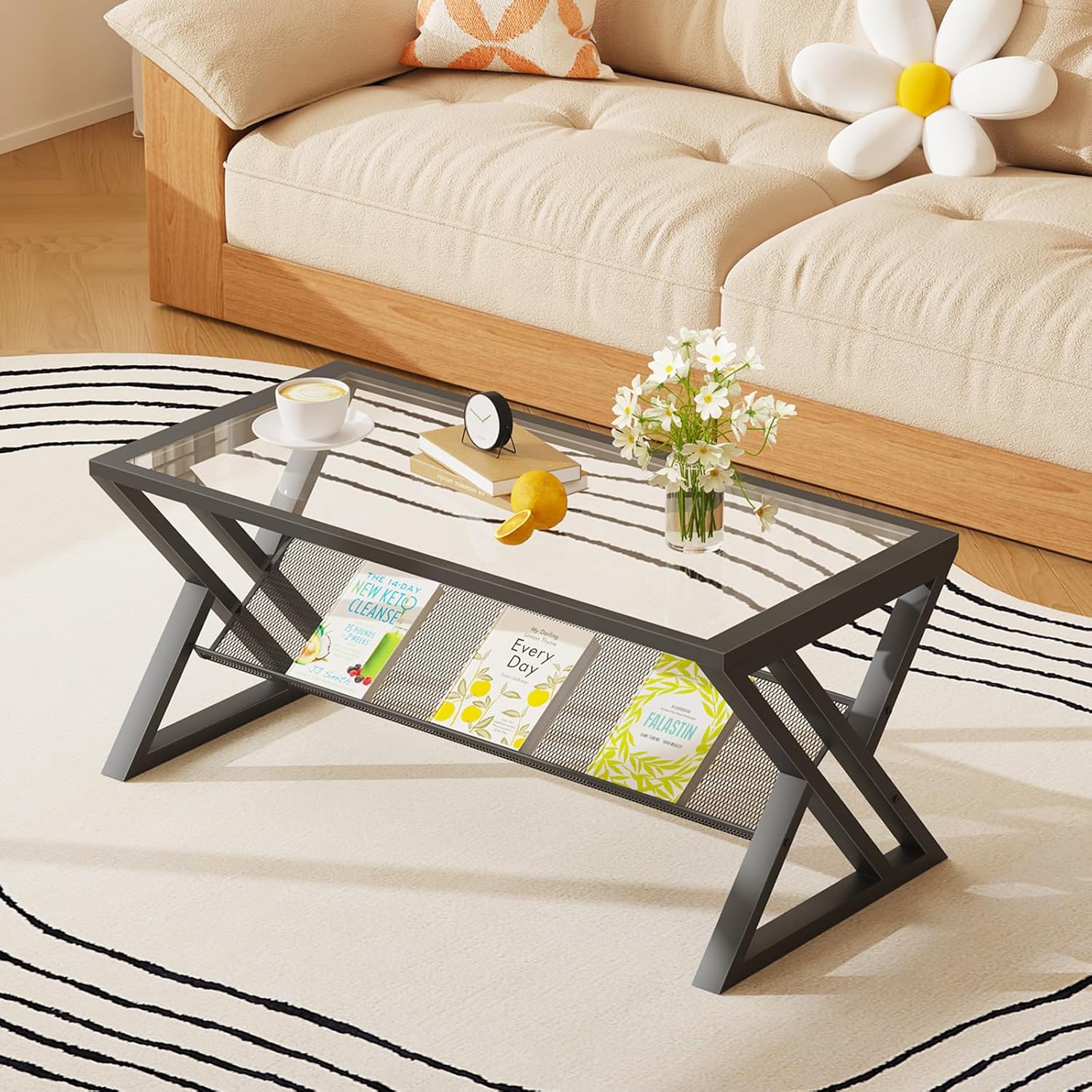 Rectangular Glass Coffee Table - Home Office Industrial Design のレビューと価格