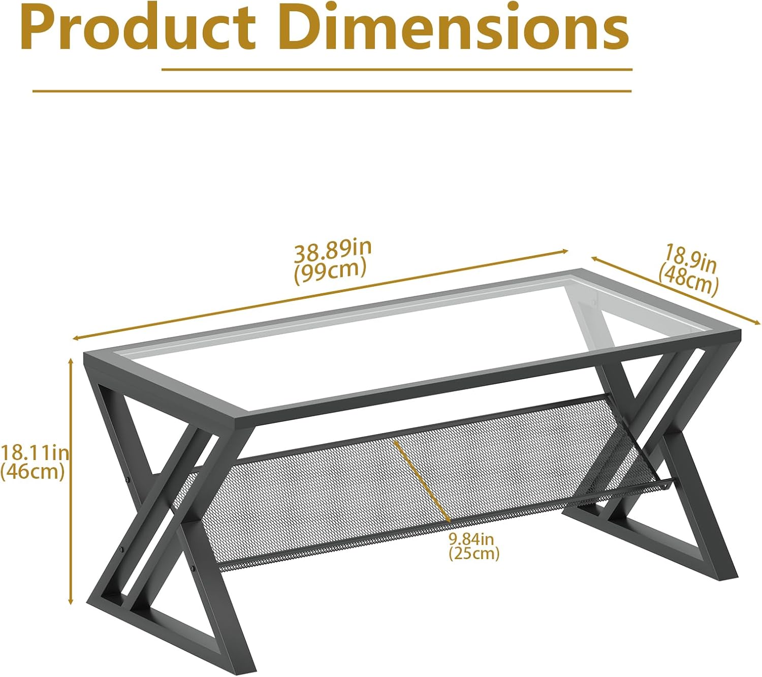 Rectangular Glass Coffee Table - Home Office Industrial Design のレビューと価格