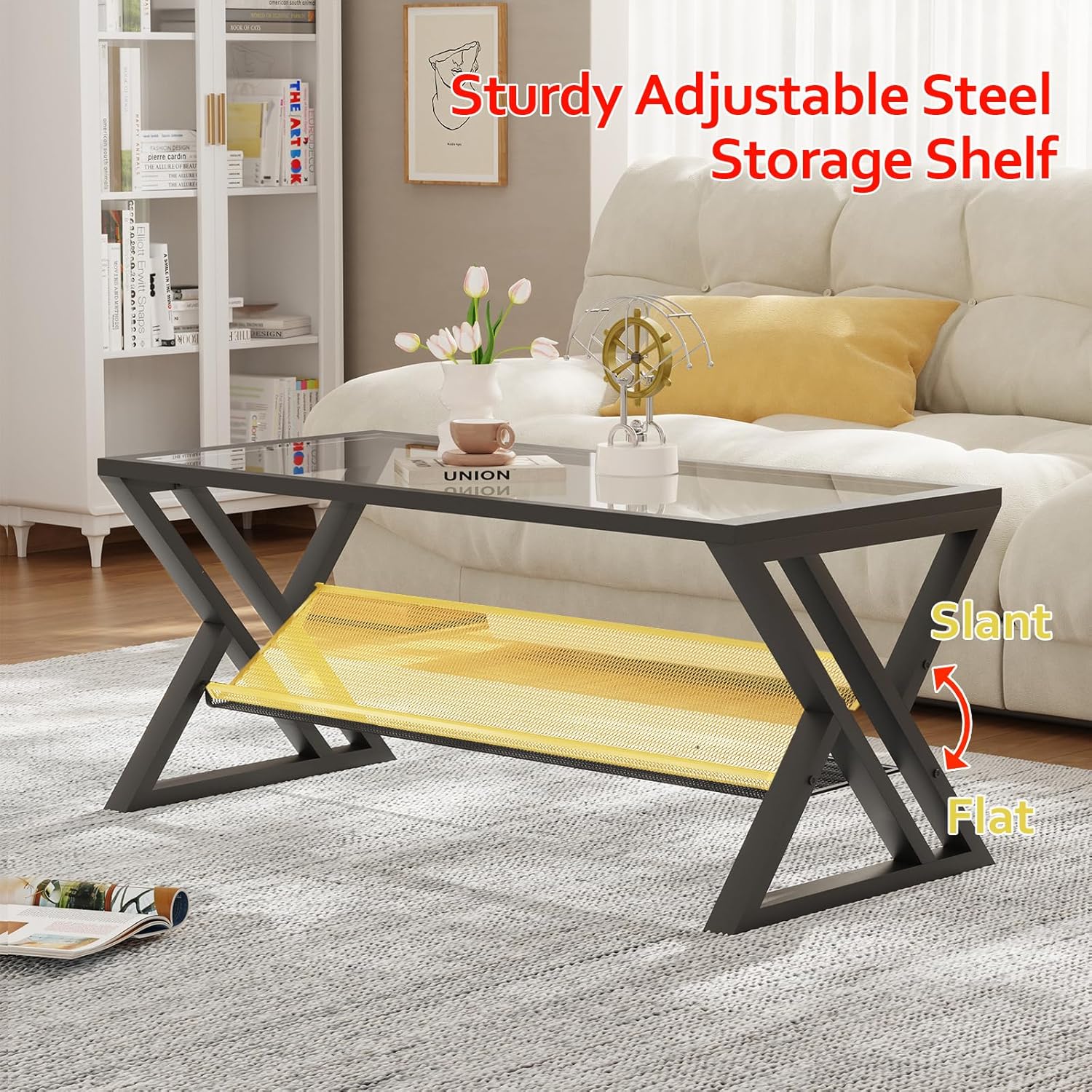 Rectangular Glass Coffee Table - Home Office Industrial Design のレビューと価格