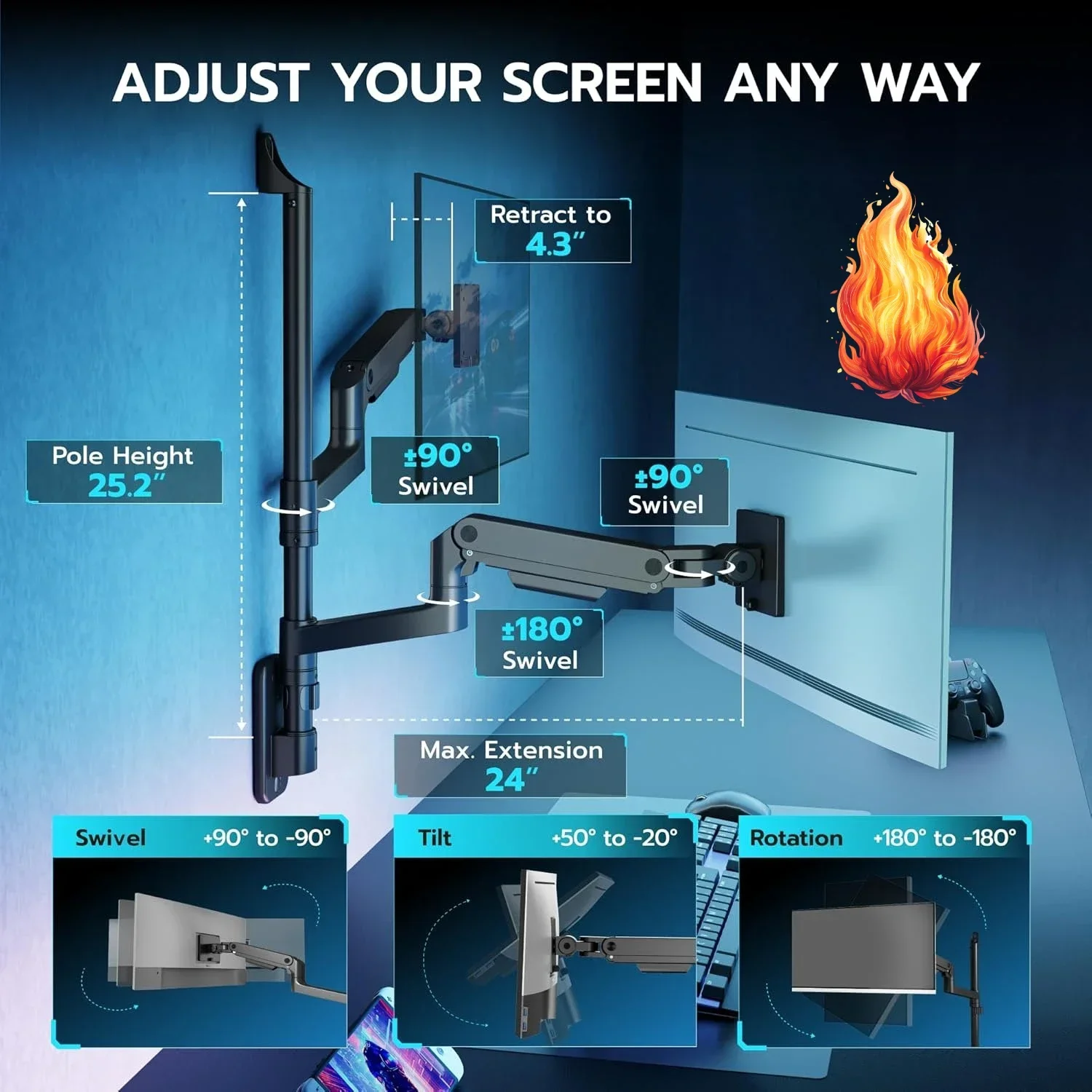 Dual Monitor Wall Mount for 17 - Monitor Arm Dual のレビューと価格