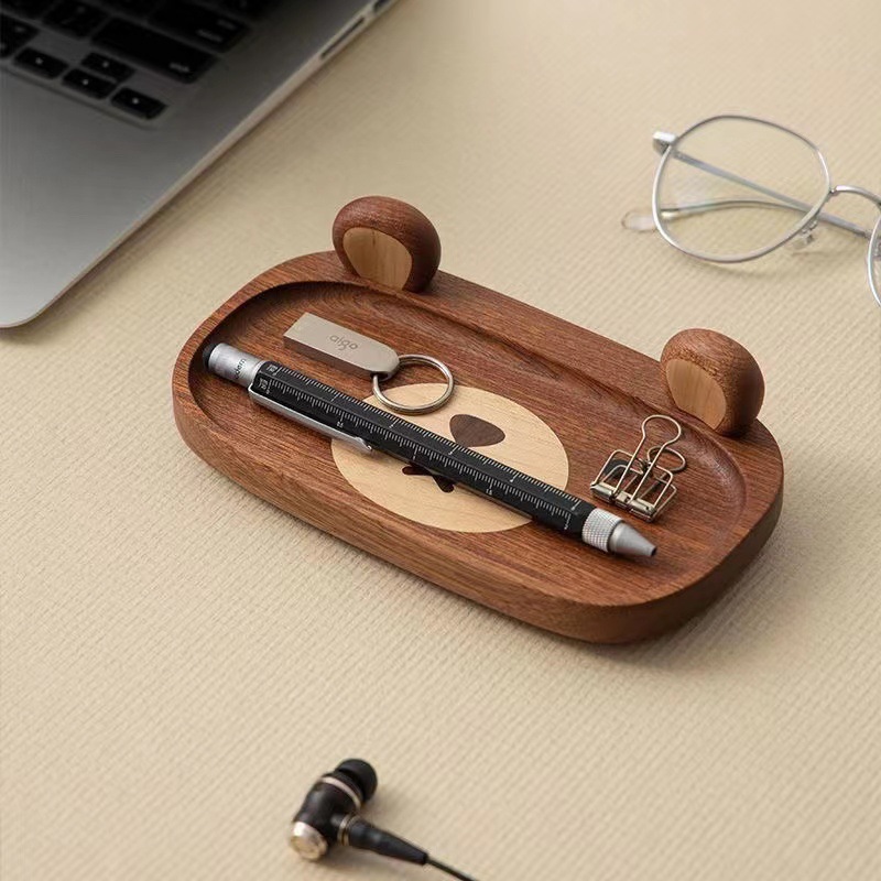 Miniature Solid Wood bear Tray - Home Office Gif のレビューと価格