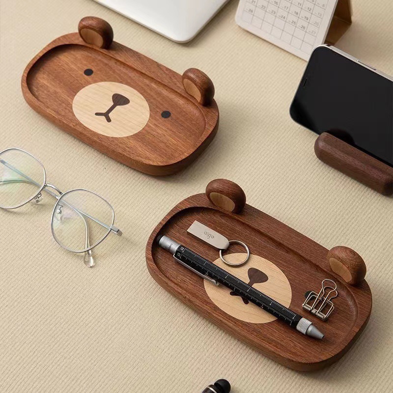 Miniature Solid Wood bear Tray - Home Office Gif のレビューと価格