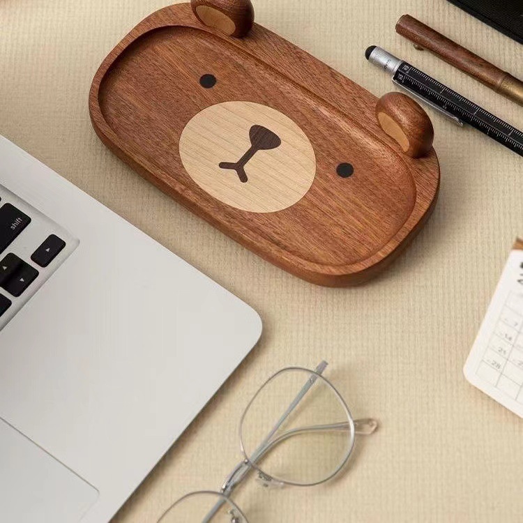 Miniature Solid Wood bear Tray - Home Office Gif のレビューと価格