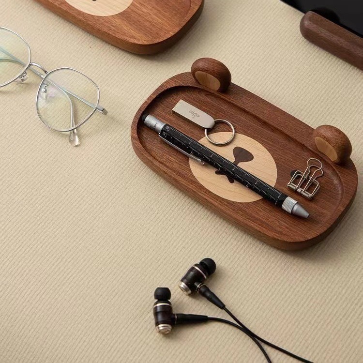 Miniature Solid Wood bear Tray - Home Office Gif のレビューと価格
