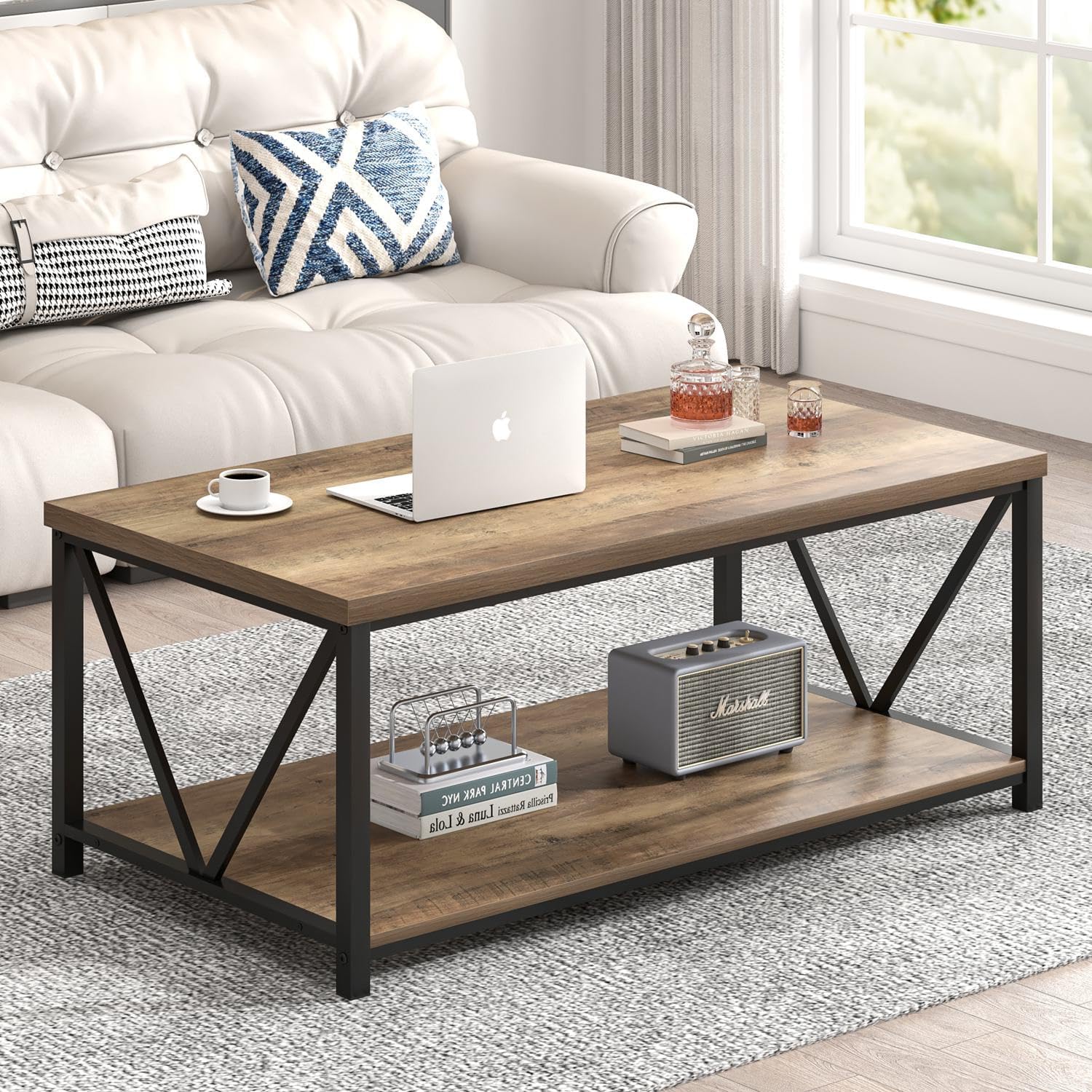 Coffee Table with Storage Shel - Home Office Industrial Design のレビューと価格