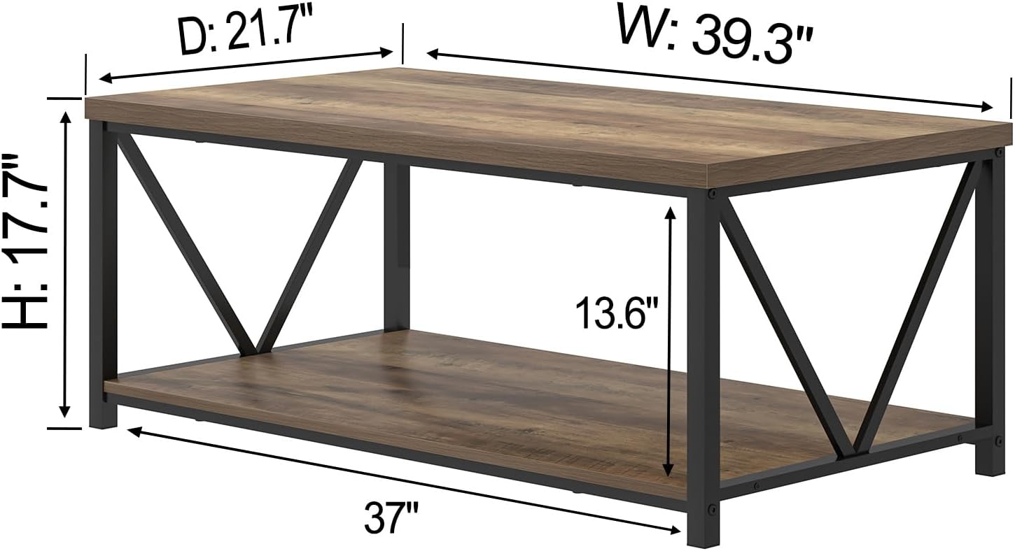 Coffee Table with Storage Shel - Home Office Industrial Design のレビューと価格