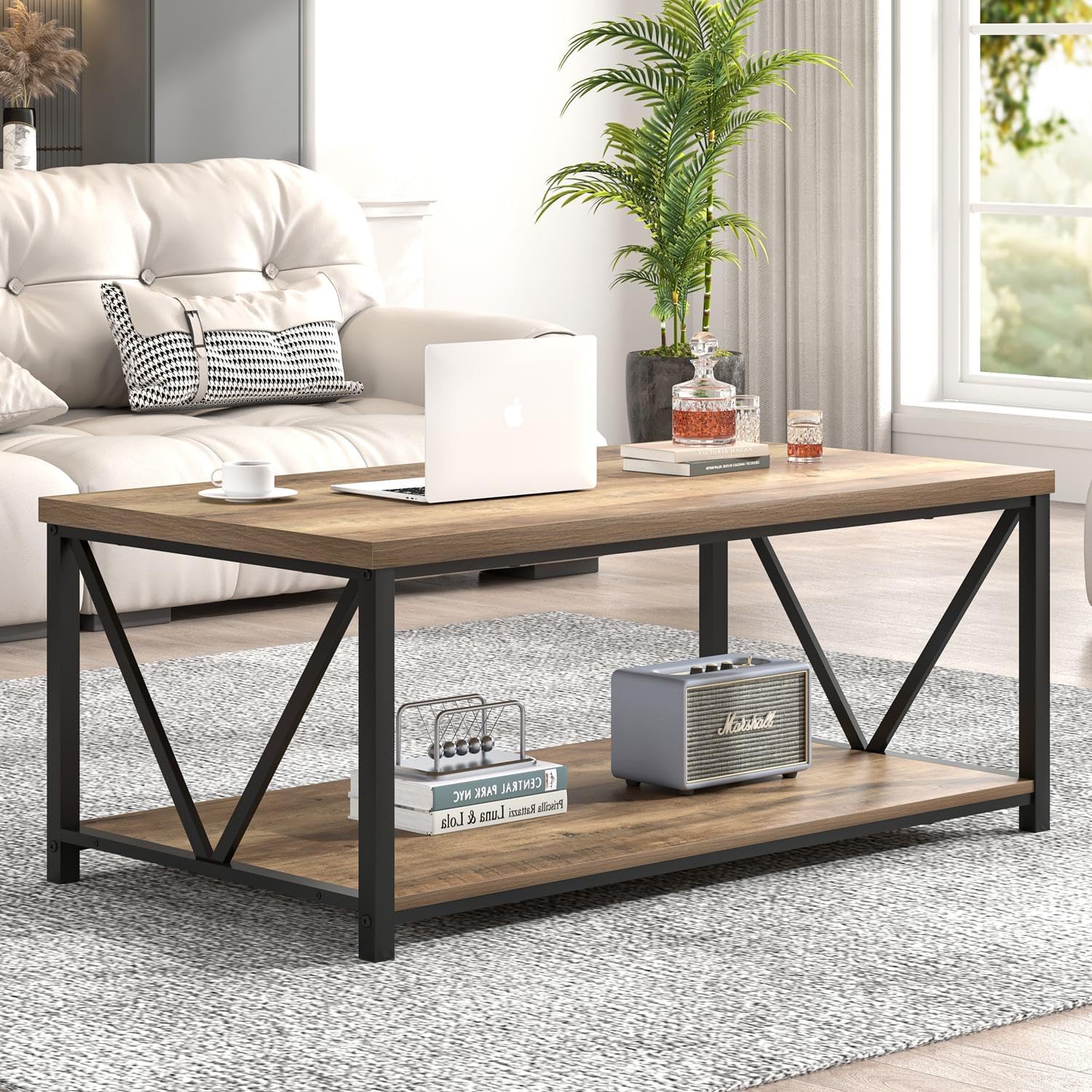 Coffee Table with Storage Shel - Home Office Industrial Design のレビューと価格