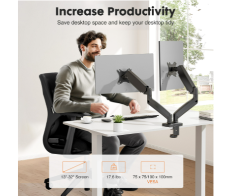 Dual Monitor Stand Arm, Gas Sp - Monitor Arm Dual のレビューと価格