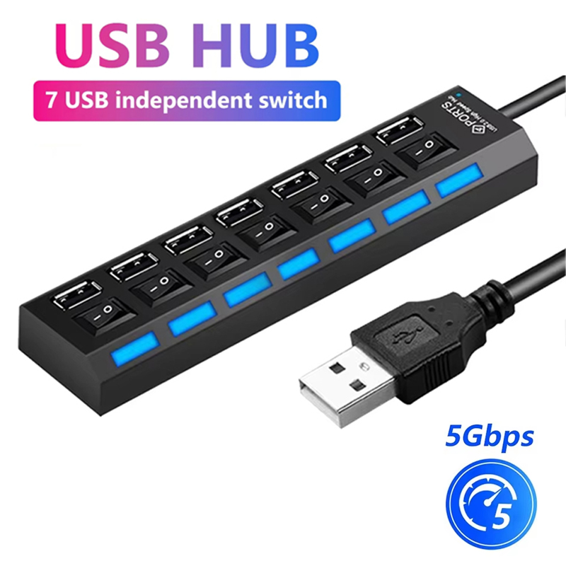 7 Port USB 2.0 Hub Splitter Fo - Home Office Laptop のレビューと価格