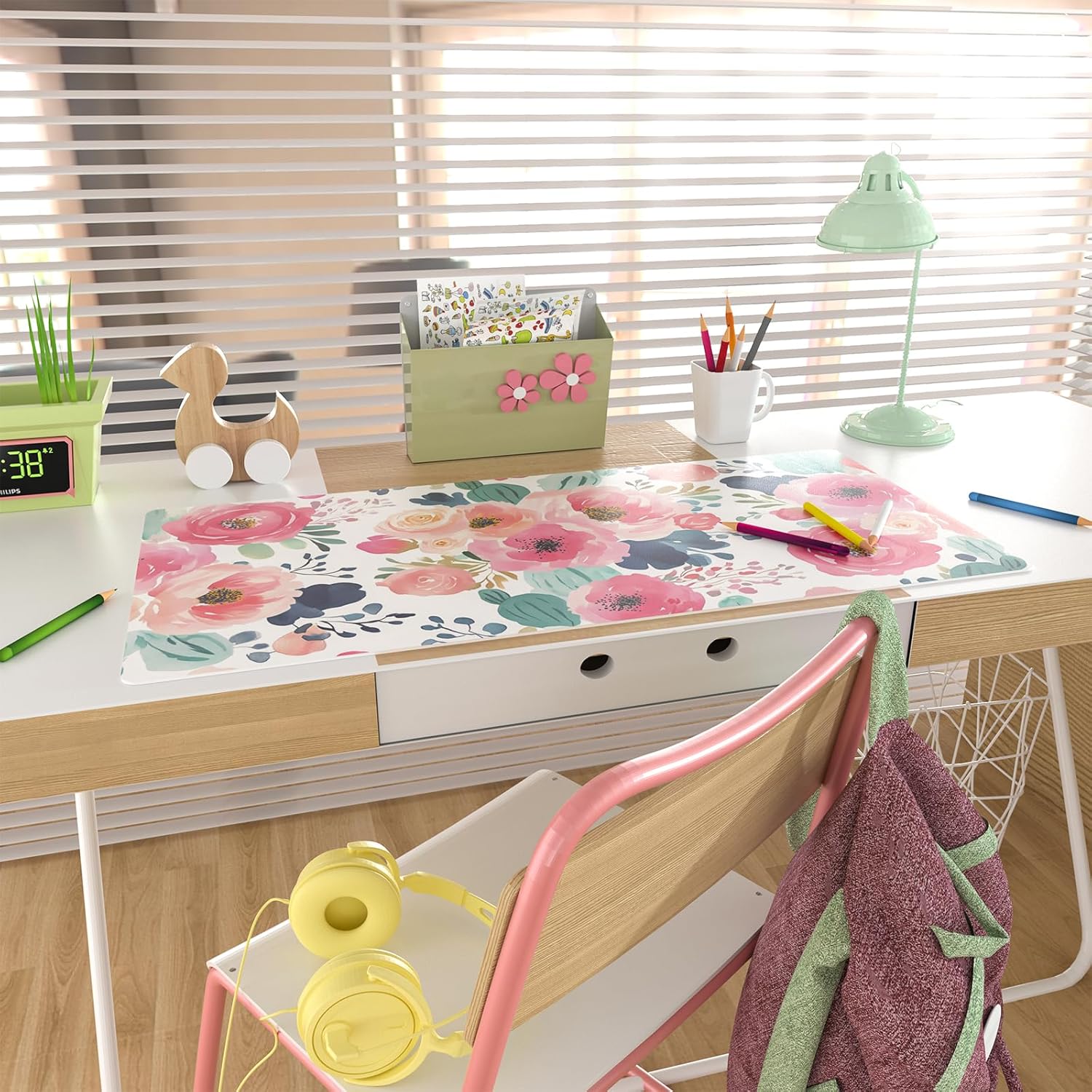 Large Mouse Pad Pink Floral De - Desk Mat Leather のレビューと価格