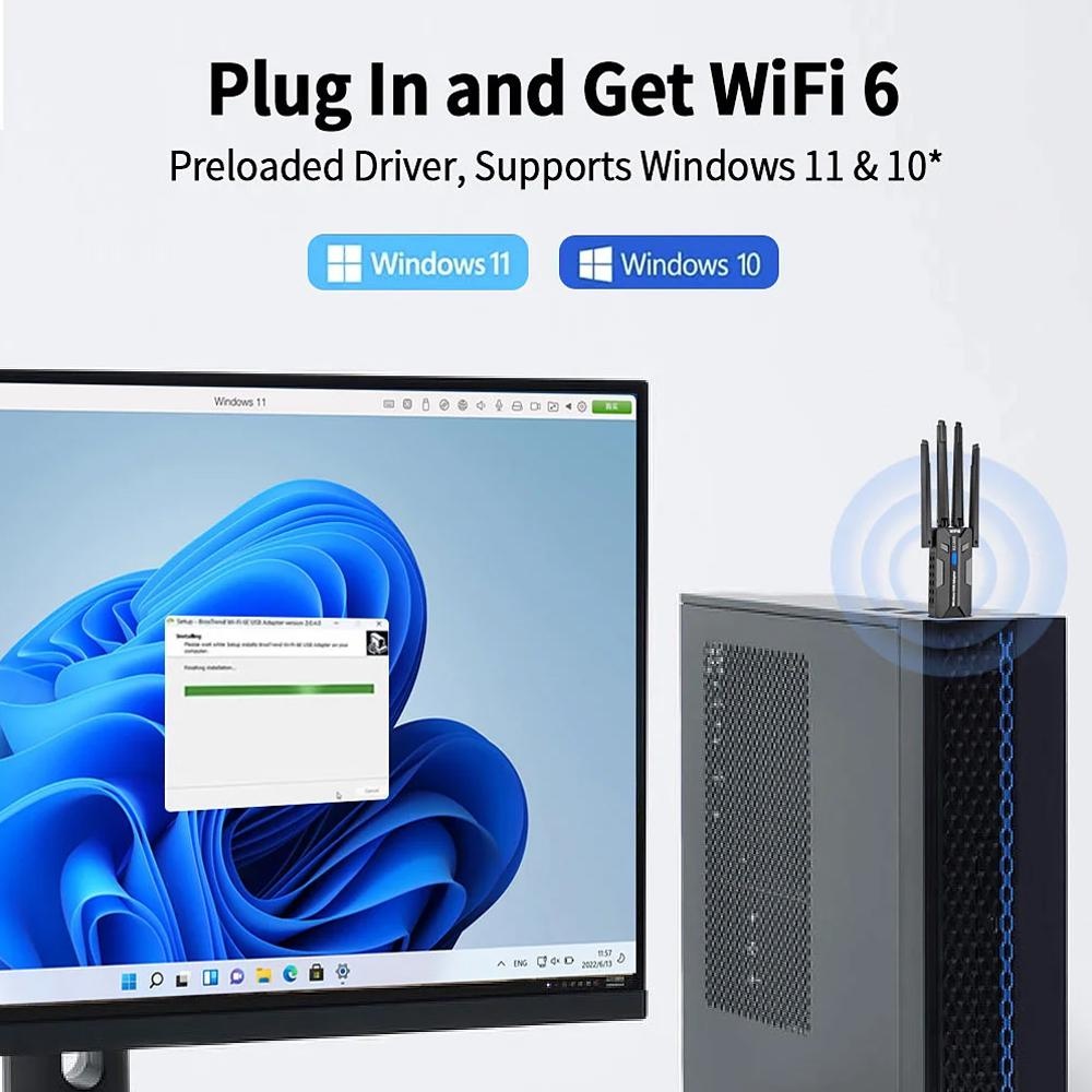 WiFi 6 USB Adapter 1800Mbps Du - Home Office Laptop のレビューと価格